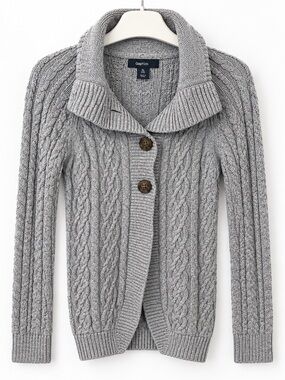 GapKids Gray Cable Knit Shawl Collar Cardigan Sweater XL 12